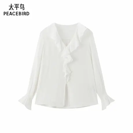 【商场同款】太平鸟 25春秋季新款木耳边法式长袖衬衫A1CAF1480图片