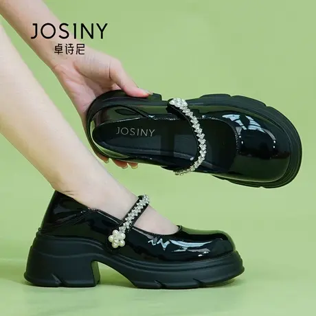 Josiny/卓诗尼秋季25百搭浅口单鞋软底玛丽珍鞋舒适浅口鞋轻便粗商品大图