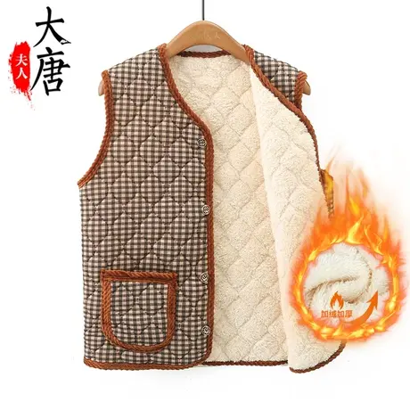 妈妈秋冬装加绒棉马甲中老年人女保暖坎肩2023新款加厚马夹外穿套商品大图