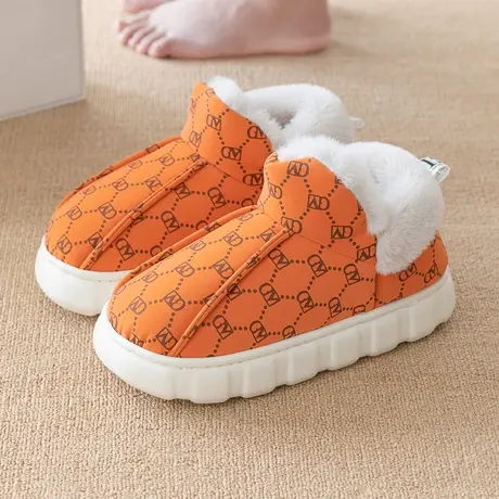 新款可外穿棉鞋女增高厚底踩屎感防滑防水保暖室内家居包跟棉拖鞋商品大图