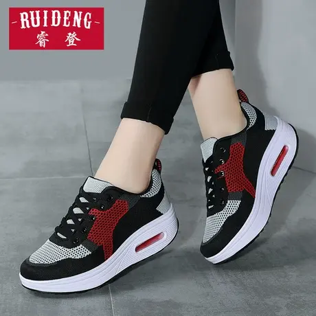 2023秋冬新款网面厚底摇摇鞋增高休闲运动女鞋气垫旅游鞋子商品大图