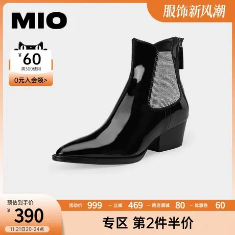 MIO米奥女鞋秋冬季舒适气质尖头百搭时装靴时尚短靴图片