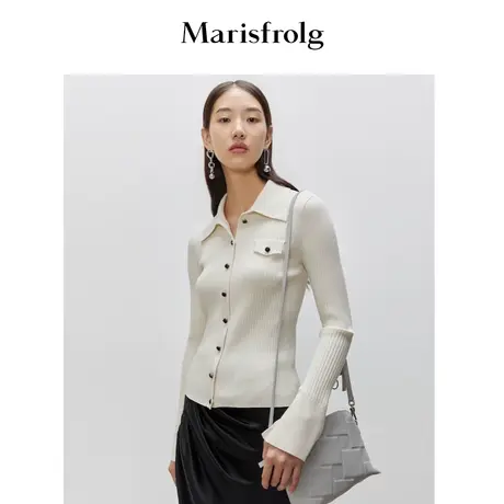 【新品首发】玛丝菲尔女装秋季新款白色显瘦毛针织衫ACBW3812M图片