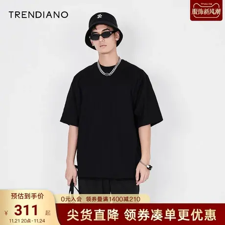 TRENDIANO夏季男装新款官方潮牌美式ins潮宽松圆领短袖T恤商品大图