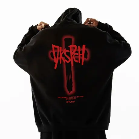 Nuthink美式街头加绒连帽卫衣男潮高街宽松大码保暖春季外套男款商品大图