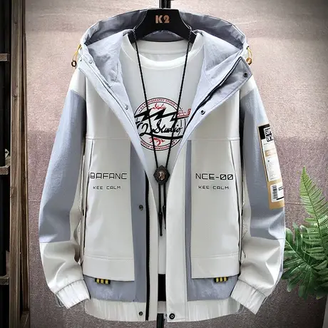 工装加绒加厚外套男ins潮青少年学生秋冬季百搭夹克休闲羽绒棉服商品大图