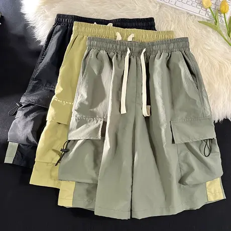 夏季新款外穿运动工装短裤男潮流ins薄款冰丝透气宽松休闲五分裤商品大图