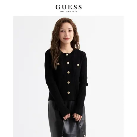 GUESS女小香风金属钮扣羊毛小香风针织上衣-Q3PP26Z0W90商品大图