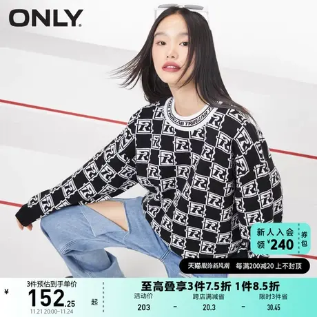 ONLY奥莱夏季潮流复古满印宽松圆领上衣针织衫女商品大图