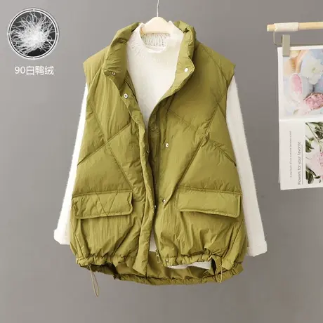 无袖羽绒服女2023新款马甲韩版立领加厚百搭白鸭绒外套宽松坎肩潮图片