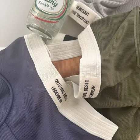 复古撞色~弹力字母腰内裤女士罗纹5A抑菌全棉裆纯棉打底短裤薄款商品大图