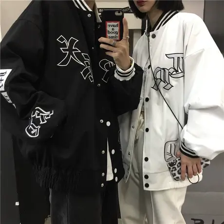 oversize外套女2021春秋薄款宽松韩版ins上衣开衫夹克情侣棒球服商品大图