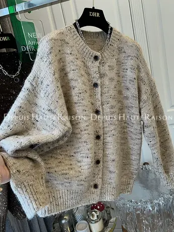 洋气花纱软糯慵懒风毛衣外套开衫今年流行爆款上衣女2023秋冬新款商品大图