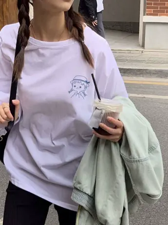 白色内搭打底衫女2023新款爆款春秋装冬季加绒中长款长袖t恤上衣商品大图