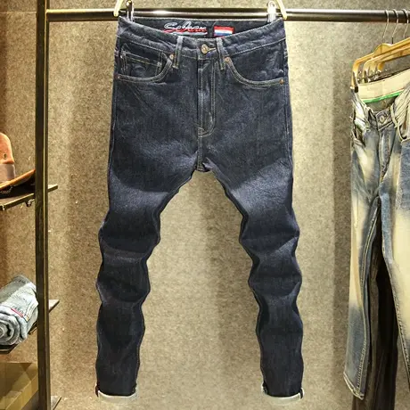 高端面料赤耳丹宁牛仔裤男潮牌刺绣修身小脚裤原浆原色百搭长裤子商品大图