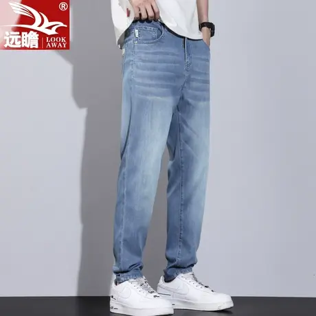 天丝牛仔裤男夏季薄款宽松直筒男裤莱赛尔潮牌男士冰丝休闲长裤子商品大图