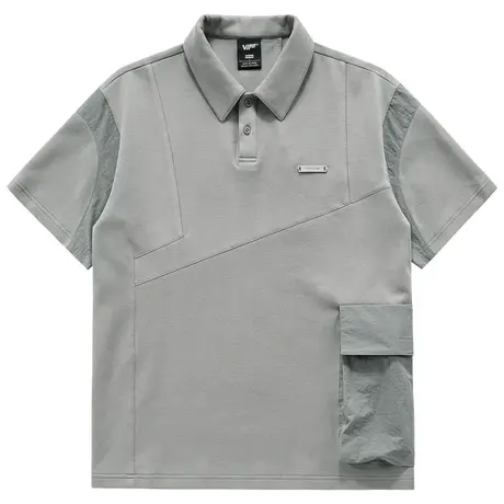 VIP夏季短袖polo衫男士拼接翻领t恤重磅解构风设计感半袖上衣潮牌商品大图