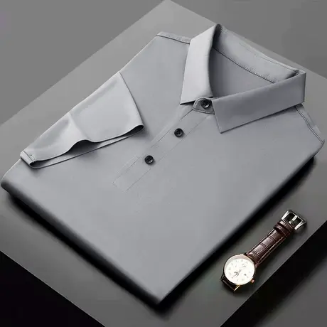 男士polo衫夏季冰丝短袖t恤重磅潮牌翻领美式宽松款衬衫领上衣男商品大图