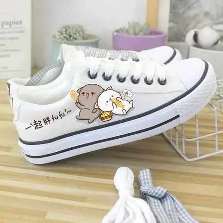 低帮休闲帆布鞋子女鞋春秋学生韩版百搭平底鞋板鞋包边透气防滑女图片