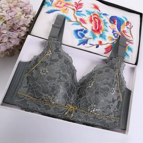聚拢收副乳无钢圈无海绵薄款文胸女士内衣大码调整型全罩杯文胸罩商品大图