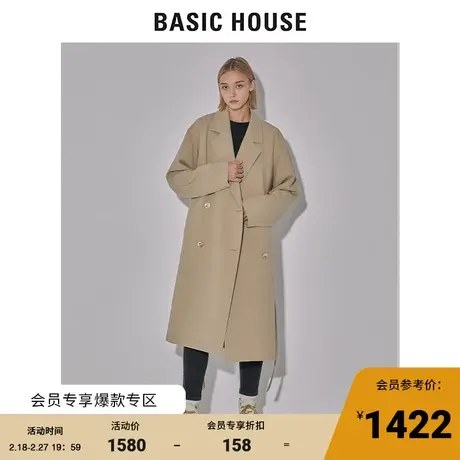 Basic House/百家好2022早春新款商场同款时尚大衣外套HWCA121A图片