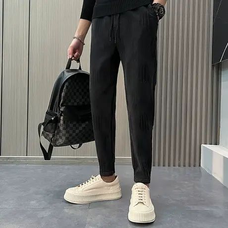 潮牌加厚男裤冬季新款轻熟个性韩版修身小脚哈伦运动裤秋冬休闲裤图片