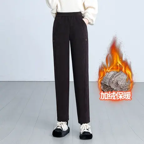 加厚保暖休闲裤女冬季2023新款松紧腰显瘦哈伦裤时尚直筒萝卜裤子图片