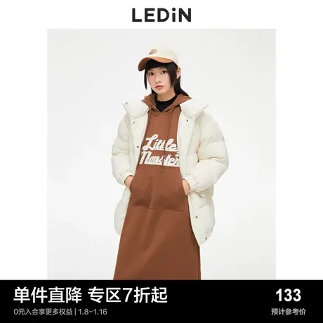 乐町运动风无袖连衣裙秋咖色连帽卫衣裙子C1FAC4301图片