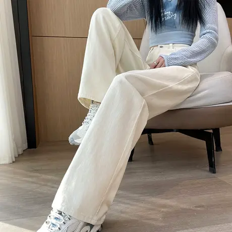 高腰阔腿牛仔裤女2024春秋新款宽松显瘦百搭垂感窄版直筒拖地裤子商品大图
