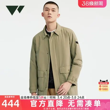 七匹狼中长款风衣外套男士2024新款秋冬季加厚款休闲翻领夹克男装图片