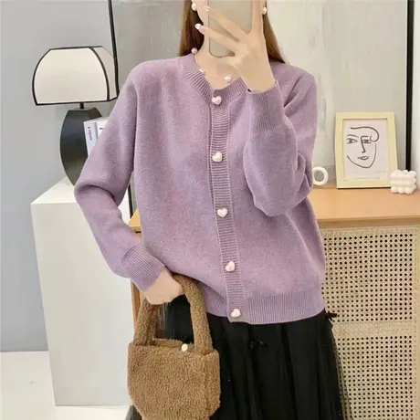 针织开衫女春秋温柔风2023新款早春高级感短款毛衣外套小个子上衣图片