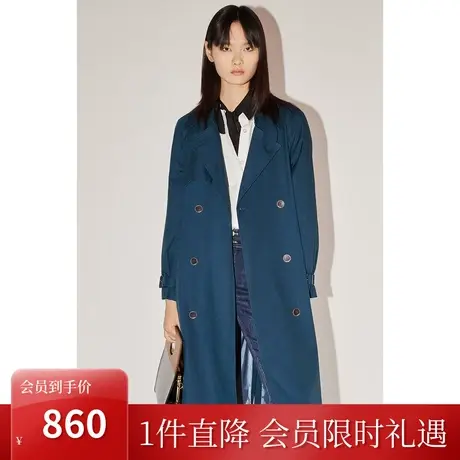 恩裳COVER初春秋时尚双排撞色扣优雅个性大翻领简约风衣女图片