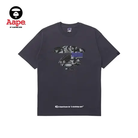 Aape旗舰店男装春夏猿颜迷彩电玩风格字母印花潮流短袖T恤1283XXK商品大图