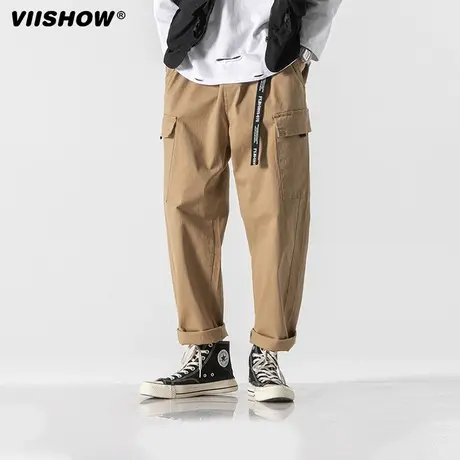 VIISHOW休闲裤男春季韩版ins潮流时尚宽松休闲百搭长裤直筒工装裤商品大图