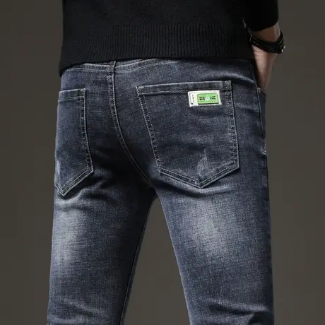 秋季弹力牛仔裤男士修身小脚休闲长裤子男裤2023年新款春秋款冬季商品大图