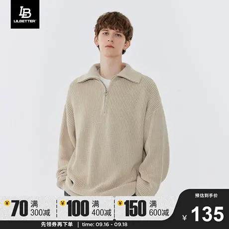 Lilbetter毛衣男秋季新款polo针织衫外套宽松上衣复古半拉链线衣图片
