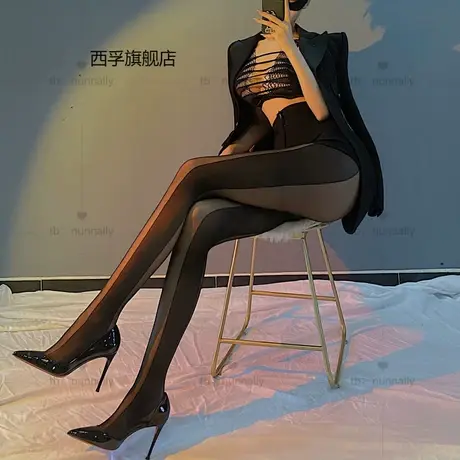 爆款黑色侧边竖条纹丝袜女秋冬薄款性感显瘦拼接打底袜子JK黑丝袜图片