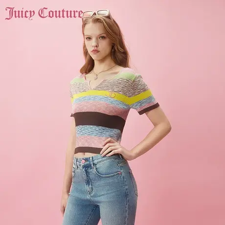 Juicy Couture橘滋春夏新款温柔甜美风圆领短袖针织衫T恤女商品大图