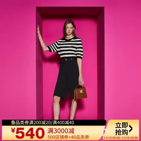 Juicy Couture橘滋2023新款舞动琴键绣花立体垫肩女针织衫图片
