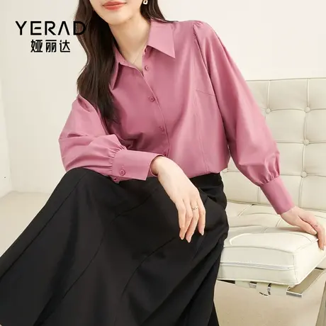 娅丽达设计感白衬衫女泡泡袖2023秋季新款气质上衣法式小个子衬衣商品大图