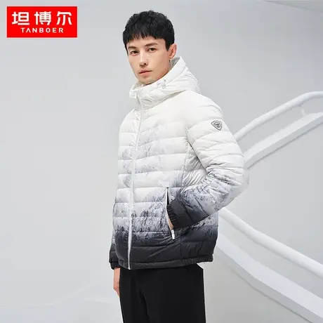 【商场同款】坦博尔90鹅绒高端轻薄羽绒服男短款连帽外套TA330289图片