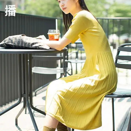 播2023秋季新款裙子A字短裙圆领修身收腰短袖连衣裙女DDO4LD4012图片