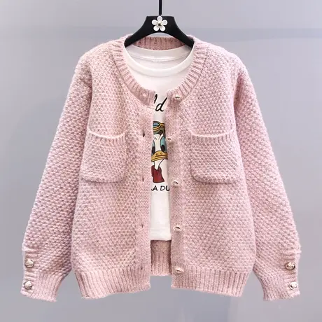 小香风软糯针织开衫女2023年春装新款宽松设计感气质洋气毛衣外套图片