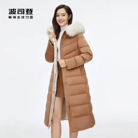波司登女装长款鹅绒轻商务舒适零压大毛领腰带羽绒服奥莱图片