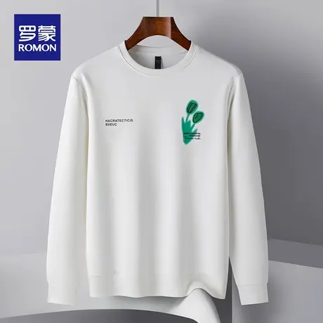 罗蒙男士时尚休闲潮流卫衣2023秋季新款宽松圆领套头百搭上衣男装图片