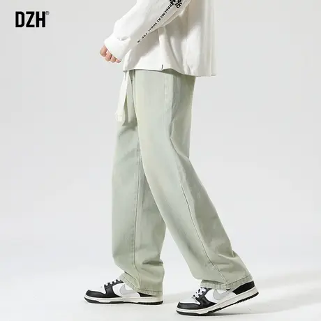 男士浅色水洗牛仔裤男直筒宽松2023新款高街裤子秋季休闲裤阔腿裤商品大图