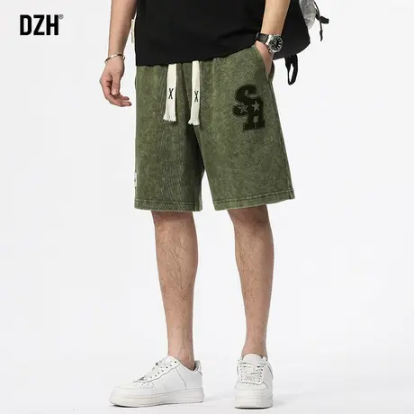男生军绿色短裤男款夏季潮牌美式五分裤休闲宽松裤子2023新款中裤商品大图