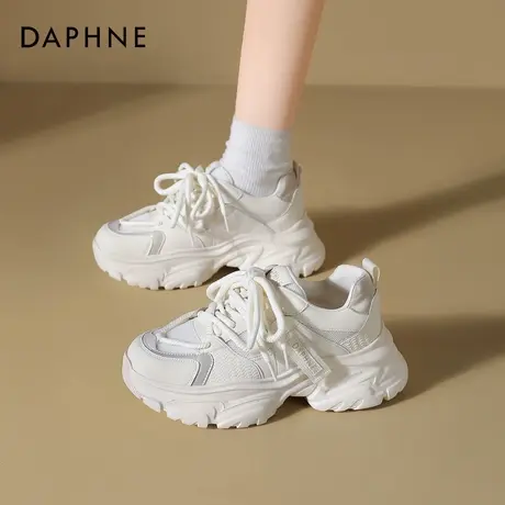 达芙妮厚底老爹鞋女2025新款春夏透气小白鞋增高女鞋休闲运动鞋商品大图