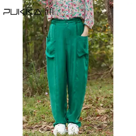 蒲PUKKA时装周秀萝卜裤子夏季女2022新款宽松休闲高腰长裤商品大图