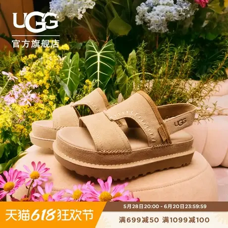 UGG夏季新款女士舒适时尚纯色轻便露趾魔术贴厚底休闲凉鞋1167369图片